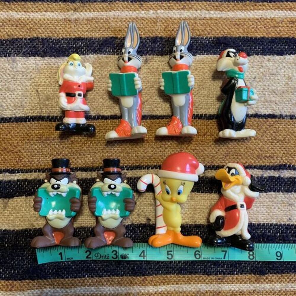 Warner Bros Looney Tunes Christmas Figures 8pc Set 1997 Bugs Tweety Taz Sylvestr